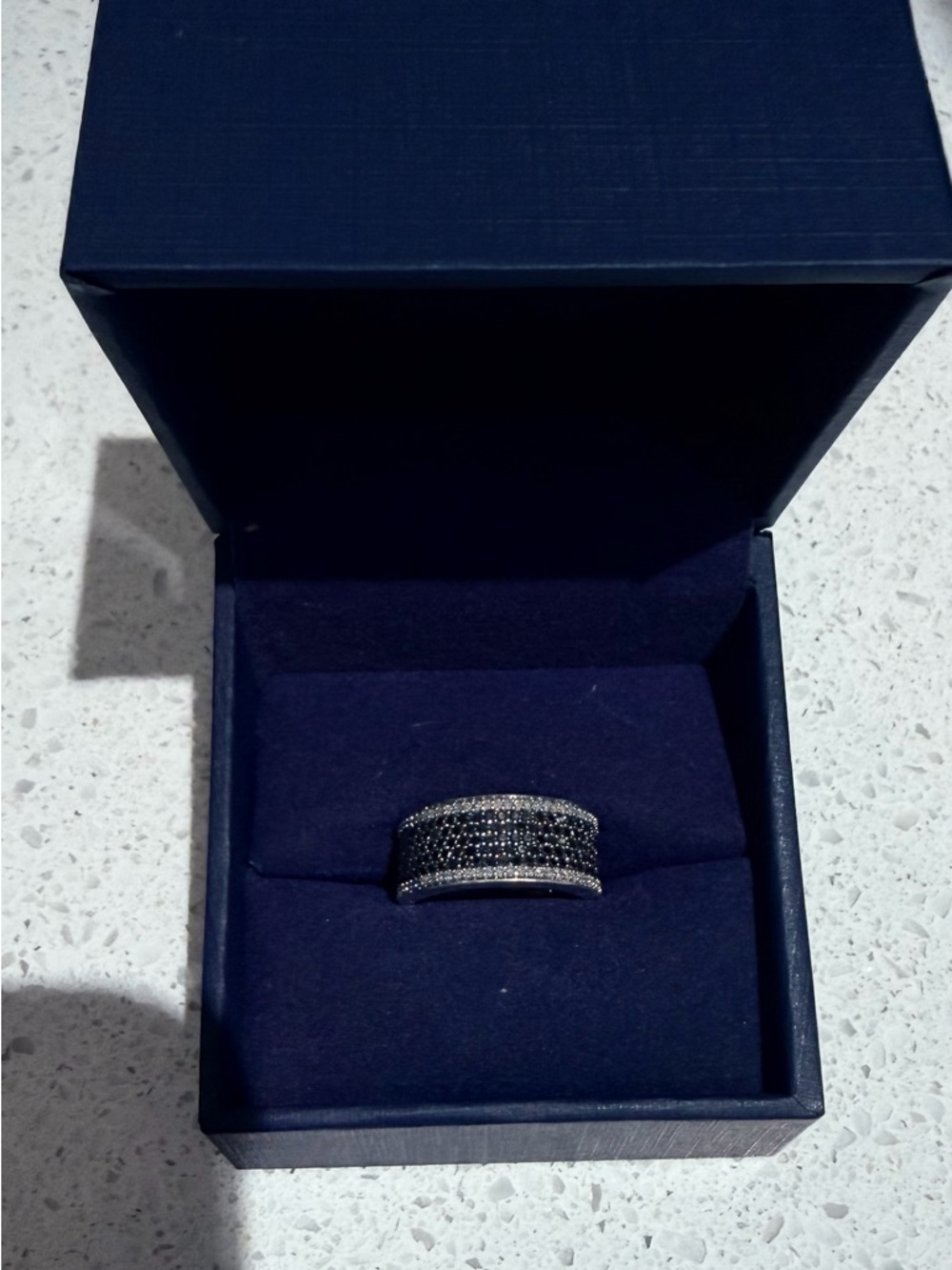 Zales Silver Band with Sparkling Accents